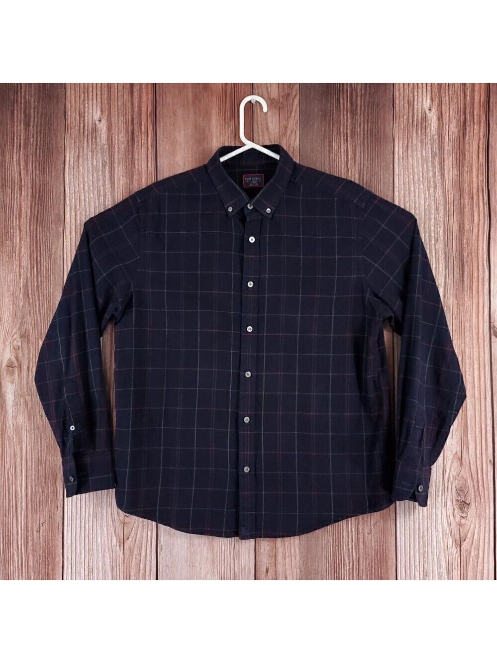 UNTUCKit Capezzana Slim Fit Mens XL Plaid Check LS Button Down Flannel Shirt